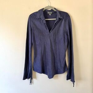 Banana Republic 100% Silk Blouse Navy Blue Large